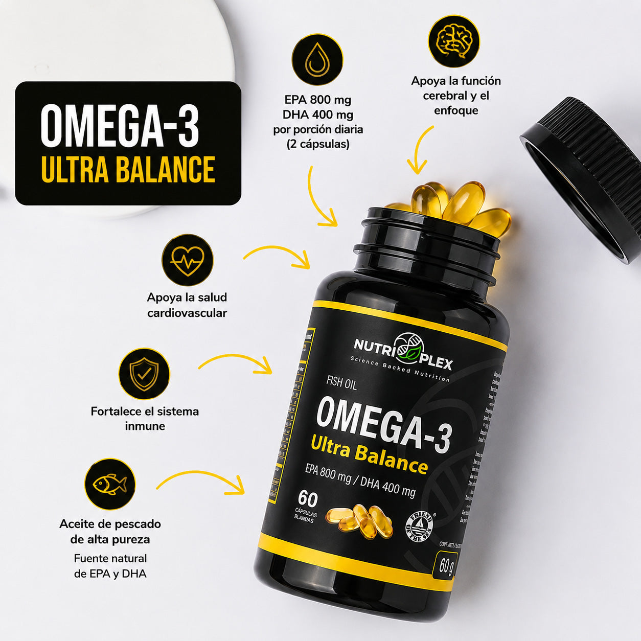 Omega 3 Nutriplex Ultra Balance – información de EPA y DHA